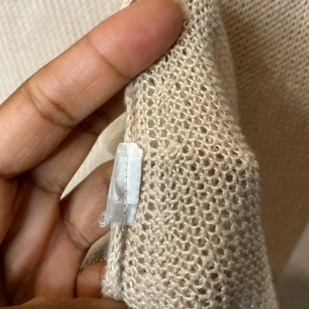 Eileen Fisher Linen Knit Waterfall Tan Vest XS/TP - Picture 9 of 11